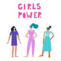 Doodle woman character. Girl power, empowerment, diversity theme vector