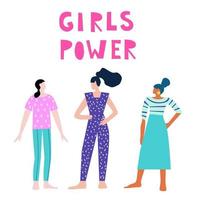 Doodle woman character. Girl power, empowerment, diversity theme vector