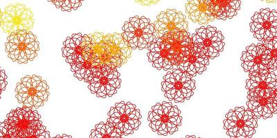 Light Red, Yellow vector doodle template with flowers.