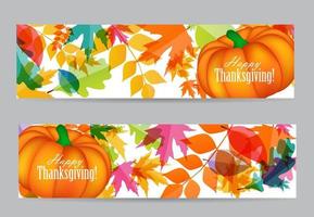 Happy Thanksgiving Day Background with Shiny Autumn Natural Leaves vector