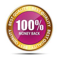 Vector Money Back Guarantee Gold Sign, Label