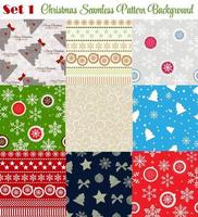 Winter Christmas New Year Seamless Pattern Set Vector Illustrati