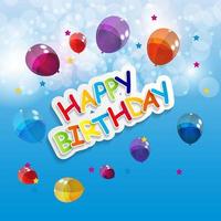 Color Glossy Balloons Happy Birthday Background Vector Illustration