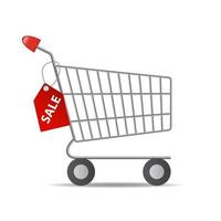 Vector Illustration of Empty Supermarket Shopping Cart Icon Isolated