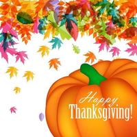 Happy Thanksgiving Day Background with Shiny Autumn Natural Leaves vector