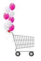 Empty Supermarket Shopping Cart Icon Isolated on White Background. vector