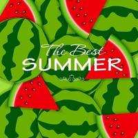 Abstract Natural Summer Background with Watermelon. Vector Illus