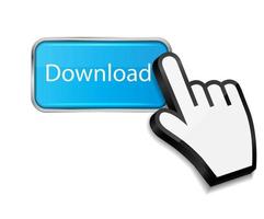 Mouse hand cursor on download button vector illustration