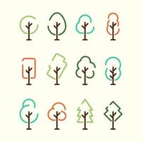 plantilla de conjunto de iconos de árbol simple vector