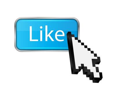 Mouse hand cursor on like button vector illustration