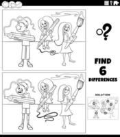 differences game with school children coloring book page vector