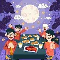 Chinese Dinner at Mid Autumn Festival vector