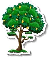 Adhesivo de árbol de mango sobre fondo blanco. vector