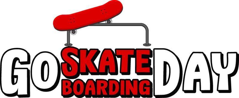 Go Skateboarding Day banner in red and white colour theme