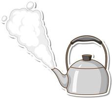 A sticker template of a kettle with boiling water isolated vector