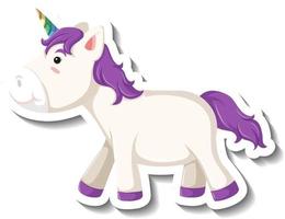 Lindo unicornio pose de pie sobre fondo blanco. vector