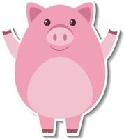 A cute pig cartoon animal sticker vector