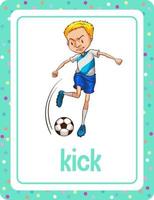 Vocabulary flashcard with word Kick vector