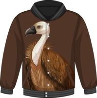 Front of bomber jacket with vulture pattern vector