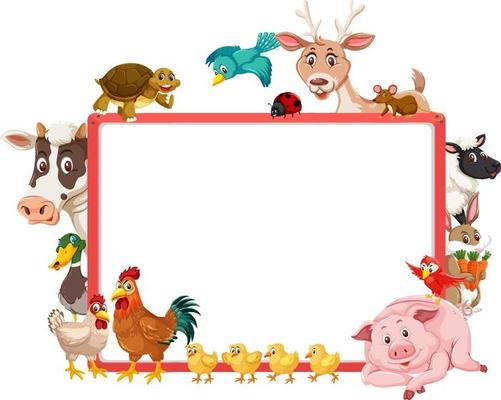 Empty banner with various farm animals