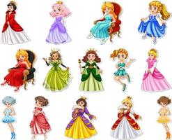 Sticker set with different fairytale cartoon characters vector