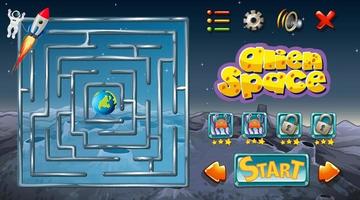 Maze game with space theme template vector