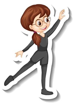 A girl wearing unitard dancing ballet cartoon character sticker