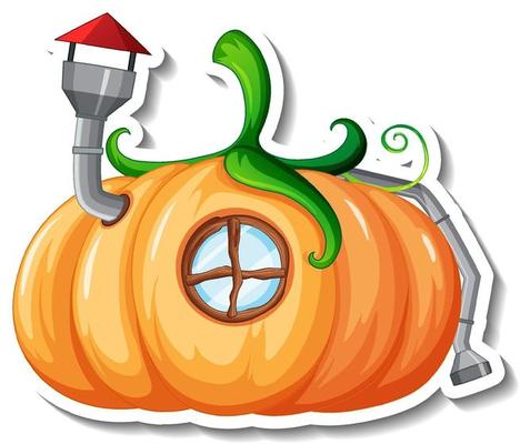 A sticker template with Pumpkin house isolated