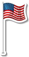 Flag of United States of America with pole isolated vector