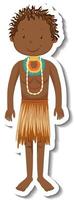 African tribal man cartoon character sticker vector