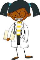 Little scientist doodle cartoon character isolated vector