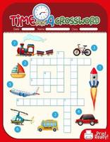 Crossword puzzle game template about transportation vector