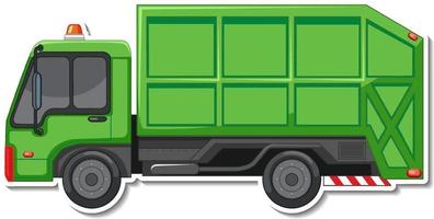 Sticker design with side view of dump truck isolated vector