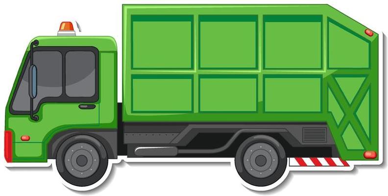 Sticker design with side view of dump truck isolated