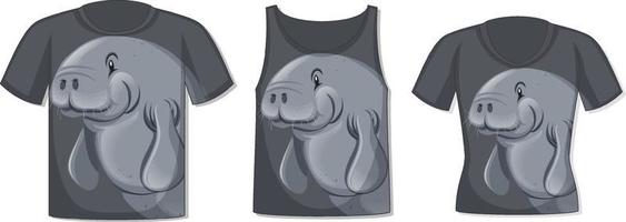 Front of t-shirt with manatee template vector