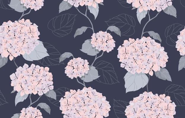 Blooming Hydrangea Seamless Pattern