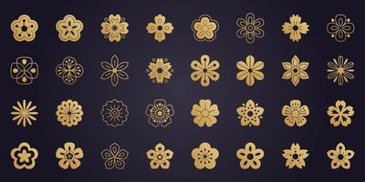 Big vector collection of sakura flowers icons. Cherry blossom