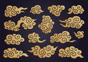 Asian cloud set. Vector collection of clouds in Chinese style