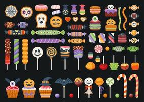 Halloween sweet set isolated in black background. vector