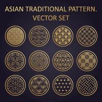 Asian various geometric traditional pattern. Vector set