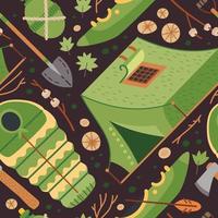 Camping equipment pattern. A vector tourist theme.