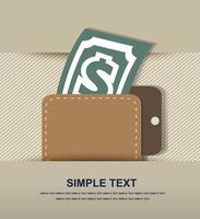 Wallet with dollar icon paper vector