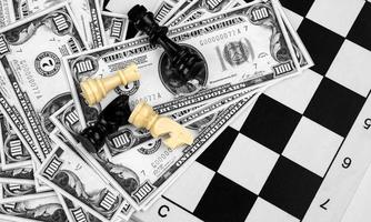 Strategy Playing Game Chess and Money photo