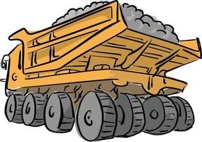 Loaded big yellow mining truck vector