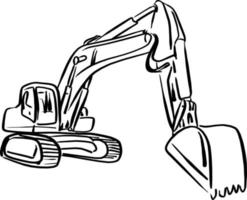 doodle outline front Hoe Loader excavator vector