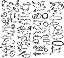 doodle arrow and signs set vector