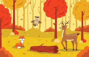 Flora And Fauna Character in Autumn vector