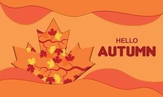 Hello Autumn Maple Leaf Paper vector