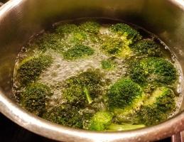 Fried meatballs with boiled broccoli and parsley potatoes photo