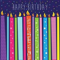 happy birthday with colorful candles vector